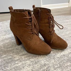 Brown booties with laces